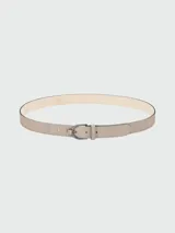 Cinturón Longchamp de cuero negro con hebilla metálica rectangular.