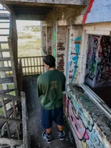 Remera verde oscuro de corte boxy/oversize con logo "M" bordado en dorado en la parte superior de la espalda.