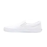 Zapatillas Vans Classic Slip-On blancas, sin cordones, con elástico en los laterales y suela de goma.