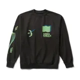 Buzo negro con estampados gráficos color verde, de corte clásico y manga larga.