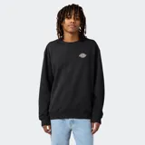 Buzo negro de cuello redondo con logo de Dickies bordado en el pecho.