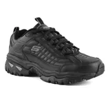 Championes Skechers Energy After Burn negros de cuero y material sintético, con logo "S" en el lateral, plantilla Memory Foam y suela de goma con tracción.