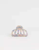 Broche para el pelo tipo pinza, de resina multicolor con efecto marmolado en tonos pastel.