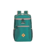 Mochila térmica color verde, con compartimentos y tejido resistente.