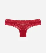 Bombacha bikini hilo de encaje floral color verde agua.