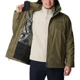 Campera Columbia 3 en 1 color marrón, con capa exterior impermeable y transpirable, y forro polar térmico reflectante.