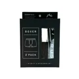 Pack de dos boxers Rusty Essentials Comfort Basics, uno blanco con elástico negro con el logo de la marca en blanco y otro negro con elástico blanco con el logo de la marca en negro.