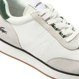Championes Lacoste modelo L-Spin, color blanco con detalles en gris y azul marino.