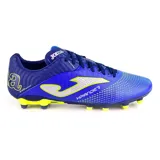 Championes de fútbol Joma XPANDER 2304 FG, color azul con detalles en plateado y amarillo. Fabricados en material sintético resistente y ligero, con contrafuerte exterior EXO COUNTER para proteger el talón.