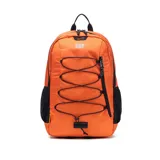 Mochila CAT Himalayas Hiking color naranja con detalles en negro. Cuenta con elementos reflectantes, bolsillos laterales de malla, bolsillo interior, etiqueta tejida Caterpillar, logo Cat reflectante y parche Hypalon.