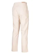 Pantalón de pierna recta color ladrillo, tiro alto y bolsillos estilo carpintero. Confeccionado en algodón orgánico.