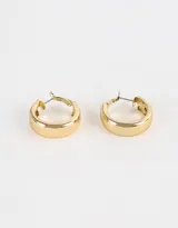 Aros argollas dorados de metal, de sección cuadrada gruesa.