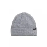 Gorro de lana color gris, estilo beanie, con diseño sencillo y etiqueta de la marca.