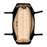 Cartera de hombro Guess modelo Mauve Chica, color negro, con correa ajustable y logo triangular plateado.