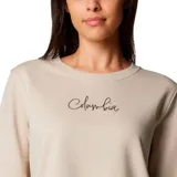 Buzo Columbia color beige con logo de la marca bordado en el pecho, cuello redondo, mangas largas, puños y ruedo acanalados.