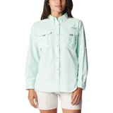 Camisa de pesca Columbia Bahama de manga larga color azul marino, con cuello abotonado, dos bolsillos frontales con cierre de velcro, ventilación en la espalda y tecnología Omni-Shade UPF 30.