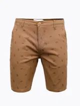 Bermuda color tostado con estampado minimalista.