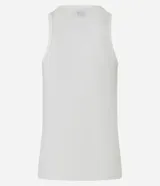 Musculosa masculina de poliéster y algodón, color blanco, con cuello redondo y textura flamê.