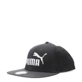 Gorra Puma color gris con logo blanco bordado en el frente y visera plana.