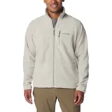 Polar Columbia modelo Fast Trek II Fleece, color gris claro, con cierre frontal completo, cuello alto y bolsillos laterales y de pecho con cremallera.