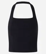 Blusa cropped de frente única color rojo, con escote cuadrado y confeccionada en bengalina con viscosa certificada.