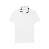 Polo blanca de piqué de algodón con cuello clásico con jacquard con el logo de Lacoste en negro.