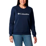 Buzo azul marino de cuello redondo con logo de Columbia estampado en blanco en el pecho.