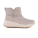 Bota casual Skechers Bob's color beige, impermeable, con tela tejida acolchada forrada y parte superior sintética. Tiene una suela exterior flexible que proporciona agarre, entresuela de apoyo y absorción de impactos, plantilla acolchada Memory Foam y detalle del logotipo de BOBS.
