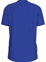 Remera azul de algodón con cuello redondo y logo Calvin Klein Jeans bordado en el pecho.