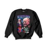 Buzo negro de algodón con estampado de personajes de Muertevideo.
