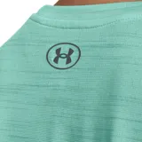 Remera Under Armour Tech Twist de mujer, color rosa jaspeado, de corte entallado, con mangas cortas y cuello en V.