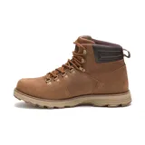 Bota de cuero color marrón con cordones, cuello acolchado y suela de goma.