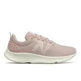 Championes New Balance modelo 430 para mujer, color rosa pálido (o 'oyster pink') con logo 'N' en tono similar. Presentan una capellada de malla transpirable y una entresuela gruesa de color crema/blanco roto para amortiguación.