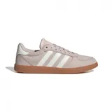 Championes Adidas Breaknet Sleek de mujer, color rosa pálido con las tres tiras laterales blancas y talón blanco. Suela de goma color caramelo.