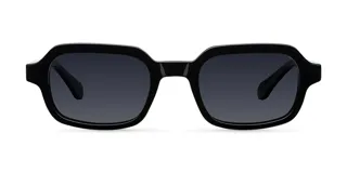 Gafas de sol Dotia con diseño oversized cuadrado de bordes redondeados, montura negra y lentes polarizadas negras con protección UV400.