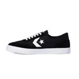Zapatillas de lona color negro con detalles en blanco y suela de goma.
