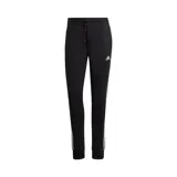 Pantalón de jogging Adidas Essentials French Terry para mujer, color negro con tres rayas blancas a los costados.