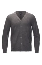 Cardigan de cashmere 100% natural color marrón, con cierre de botón y tejido liso, ideal para un look elegante y cómodo.