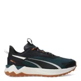 Championes de trail running Puma Extend Lite, color negro con detalles en verde y naranja. Suela de goma PUMAGRIP con tacos profundos y mediasuela de EVA con plantilla SOFTFOAM+.