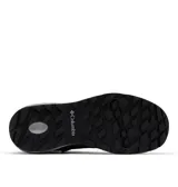 Bota de senderismo Columbia Newton Wander para hombre, color gris oscuro con detalles en negro y naranja. Fabricada en cuero impermeable con tecnología Omni-Tech y suela de caucho Omni-Grip para mayor tracción.