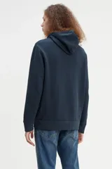 Hoodie azul de algodón con logo destacado de Levi's en el frente y corte holgado.