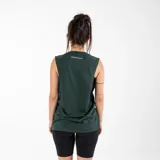 Musculosa unisex negra de algodón, con estampado serigráfico en el frente con la palabra "GAINS." y en la espalda con la palabra "PERSISTENCE".