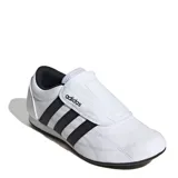 Championes Adidas Tekwen, color blanco con las tres tiras negras, sin cordones y con ajuste de velcro.