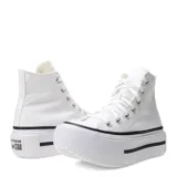 Championes Converse Chuck Taylor All Star de caña alta con plataforma doble, color blanco con detalles en negro.