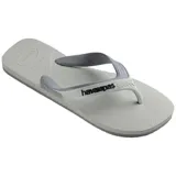 Sandalias Havaianas Dual color azul marino con tira superior gris y logo de la marca en blanco.