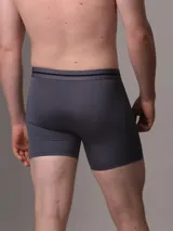 Pack de tres bóxer brief Calvin Klein de poliéster y elastano en colores verde, negro y gris. Todos tienen cintura elástica con el logo de la marca.