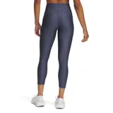 Calza capri de tiro alto Under Armour color gris con estampado geométrico en la parte inferior de la pierna.