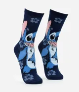 Medias de caña alta con estampado de Stitch y flores.