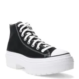 Championes Converse Chuck Taylor All Star Lugged Heel Platform de caña alta, color negro, con plataforma blanca y suela dentada.