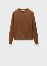 Sweater lila de cashmere con cuello redondo y mangas largas.